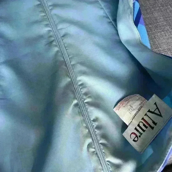 Vintage Allure 90s Blue Purple Geometric Square Abstract Sleeveless Dress 8 - Picture 13 of 17